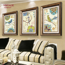 Living room sofa background wall American country decoration painting modern simple staircase porch hanging painting restaurant mural flowers and birds