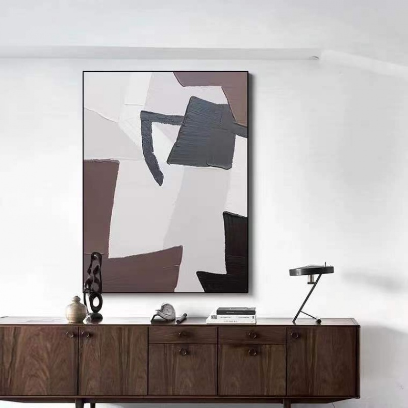 Pure hand-painted oil painting large-scale landing light luxury living room porch sofa three-dimensional decorative painting abstract modern minimalist hanging painting