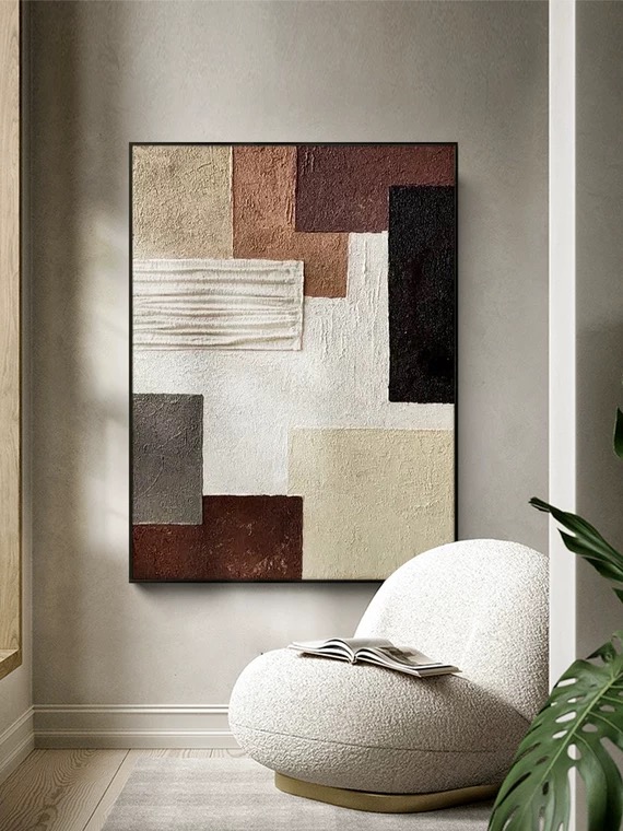 Pure hand-painted oil painting color block spelling abject poverty three-dimensional texture decorative painting modern minimalist abstract living room decorative painting - Taobao