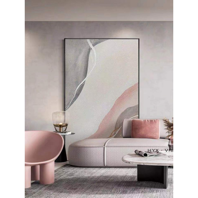 Hand-painted oil painting vertical version landing Nordic light luxury porch sofa wabi sabi romantic decorative painting abstract minimalist hanging painting
