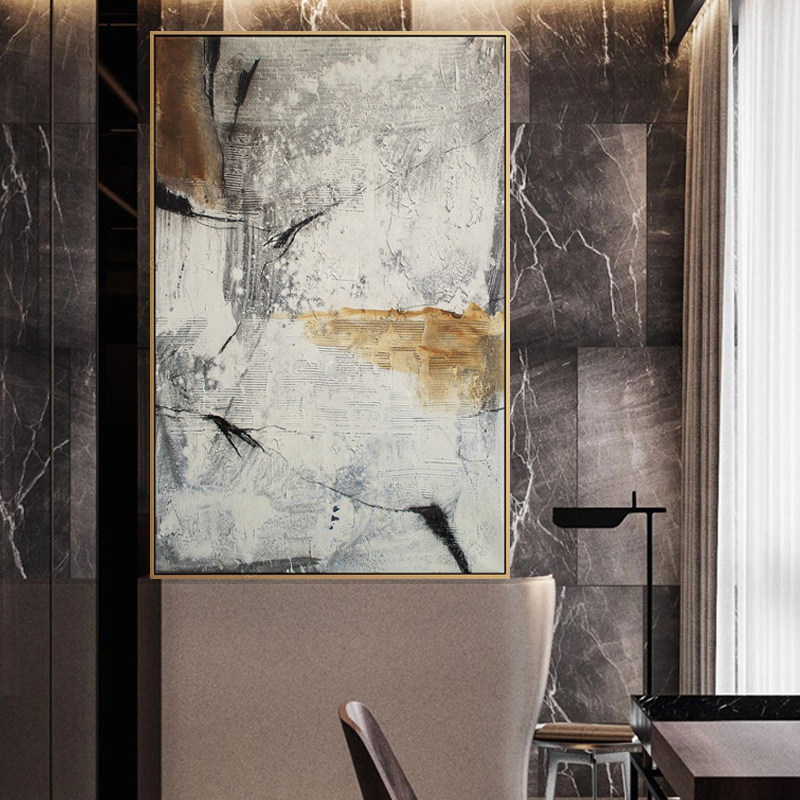 Hand-painted family floor abstract painting living room porch oil painting light luxury simple modern large decorative painting hotel hanging painting