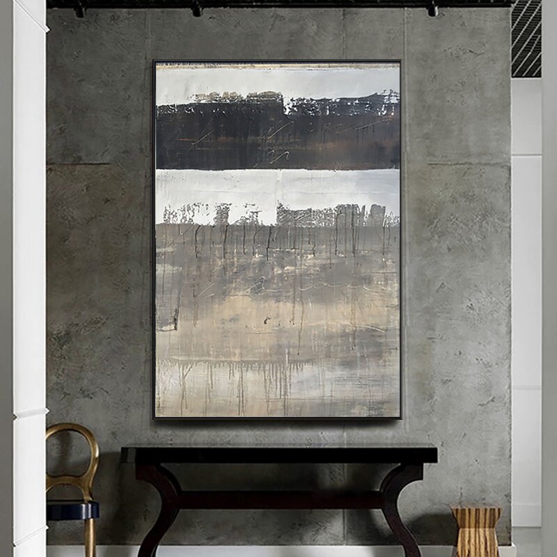 Hand-painted large-scale landing modern art style simple abstract oil painting porch living room sofa background wall decoration painting