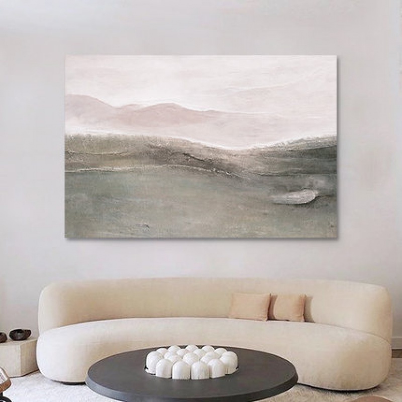 Hand-painted oil painting Nordic modern minimalist wabi-sabi landscape landscape decorative painting living room restaurant abstract model room hanging painting