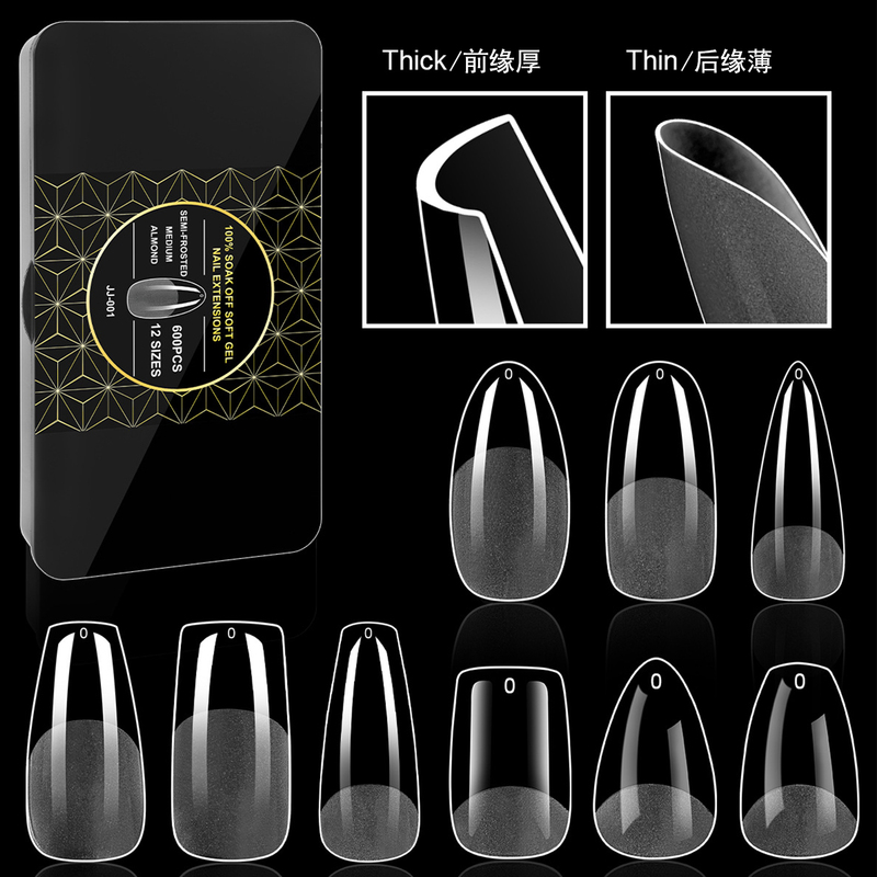 New 600-Piece Set of Nail Tips, No Filing Required, Semi-Matte, Traceless, Professional-Grade Matte Fake Nail Patches for Nail Salons