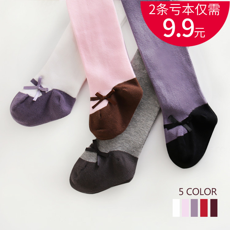 Baby underwear spring and autumn thin section children's pure cotton medium thick jumpsuit winter outer wear big pp female baby pantyhose