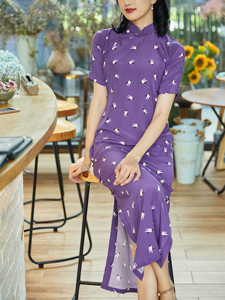Long silk cloth, cheongsam Long silk cloth, cheongsam