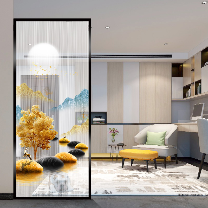 Modern minimalist net red art glass partition screen living room entrance to the family-in-house decoration frosted steel-forming process custom-made