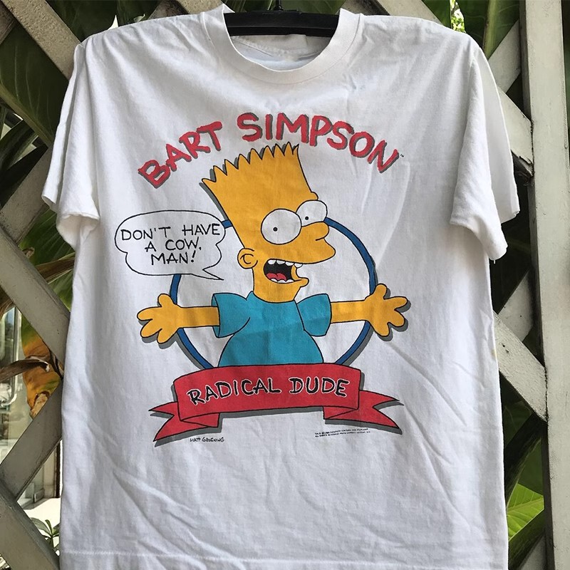 Bart Simpson the Simpsons European and American High Street Casual Style Cec Casual Texture Unisex Short-Sleeve T-Shirt Cotton