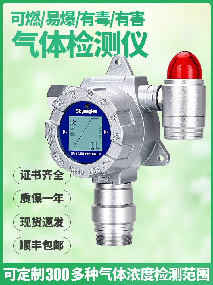 Industrial combustible gas alarm sensor methane detector concentration oxygen hydrogen sulfide hydrogen peroxide hydrogen gas