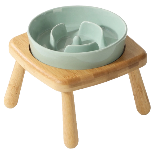 Керамическая собачья миска медленная еда, медленная еда, удушья, анти-перегруженная средняя и большая собака с двойной миской обеденный стол для собачьей корм для воды чаша с твердым деревом