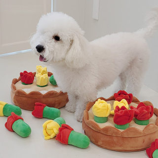 ins Wind Tulip Hidden Treat Toy Set Pet Bb Barking Dog Interactive Toy Self-Entertainment Sound Toy Cute