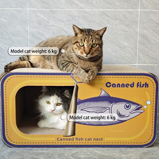 Canned Fish Cat Scratching Board, Corrugated Paper Integrated Cat Scratching Nest, Bb Scratch-Resistant, Durable Cat Scratcher, Large Size Pet