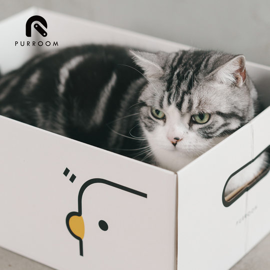 Purroom Cat Scratching Board, Cat Bed, Wear-Resistant, Protects Sofa from Shedding, Corrugated Paper Box, Cat Toy