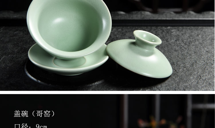 Đặc biệt cung cấp tất cả thủ công xác thực 汝 lò bao bát bát mở ba bát men xanh lớn có thể nâng cao bộ gốm sứ ấm trà