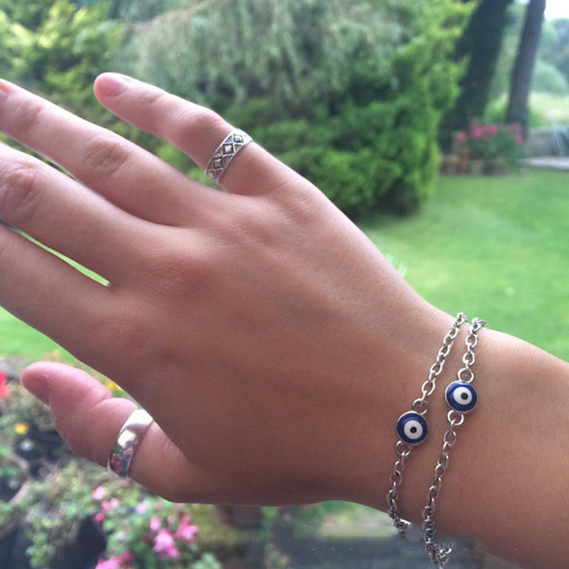 Korean Jewelry Evil Eye Turkish Blue Eye Bracelet Style Jewelry Retro Fashion Personality Versatile Jewelry
