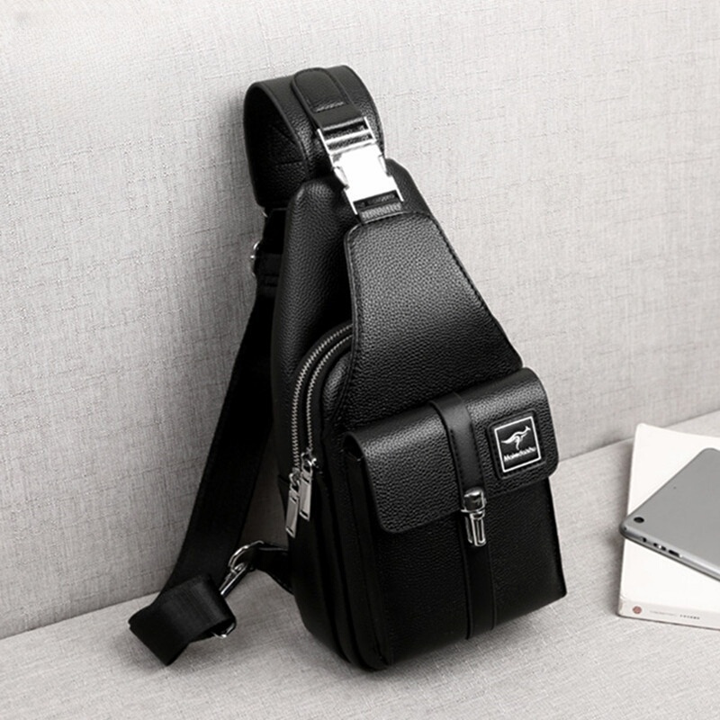 Genuine Leather Men's Bag 2025 New Large-Capacity Men's Chest Bag Trendy Crossbody Shoulder Bag First Layer Cowhide Small Backpack