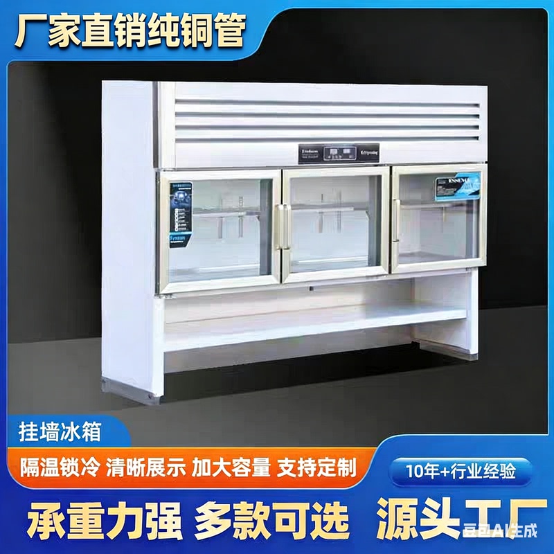 Wall-Mounted Refrigeration Cabinet with Separate Freezer and Refrigerator, Commercial Dual-Temperature Freezer, Kitchen Hanging Cabinet
