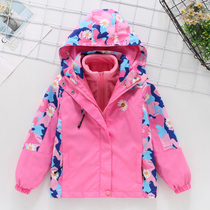 Girl Assault Jacket Jacket 2021 New Winter Clothing Little Girl Plus Suede Thickened Spring Autumn Children Three-in-one Detachable