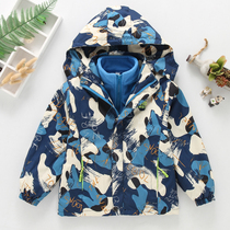 Boys autumn clothes jacket 2021 Autumn style Ocean Gas Spring Autumn section Detachable Plus Suede Thickened Children Submachine Clothing 3-in-3