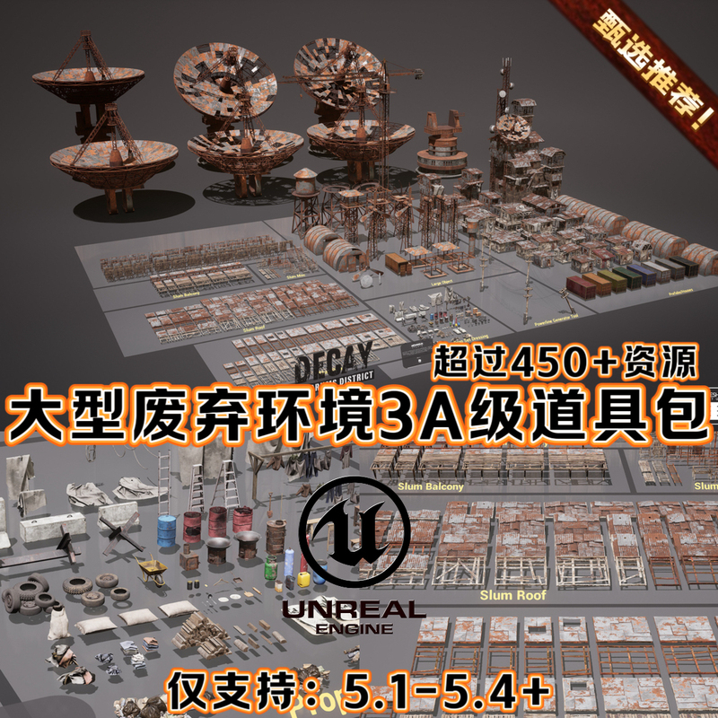 Ue5.4 Unreal Engine 5 Abandoned Desert Wasteland Post-Apocalyptic Town Desert Sci-Fi Scene Environment Building Model 3A Props