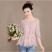 Áo voan 2019 xuân hè mới cho nữ buông lơi tay áo mỏng ren pháo hoa rực rỡ - Áo sơ mi chiffon ren