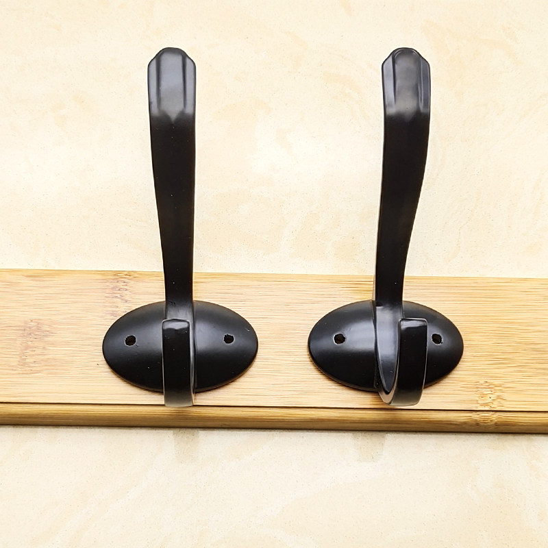 Zinc alloy hook black wall hole hook bedroom door behind clotheshanger solid hook metal wall hook