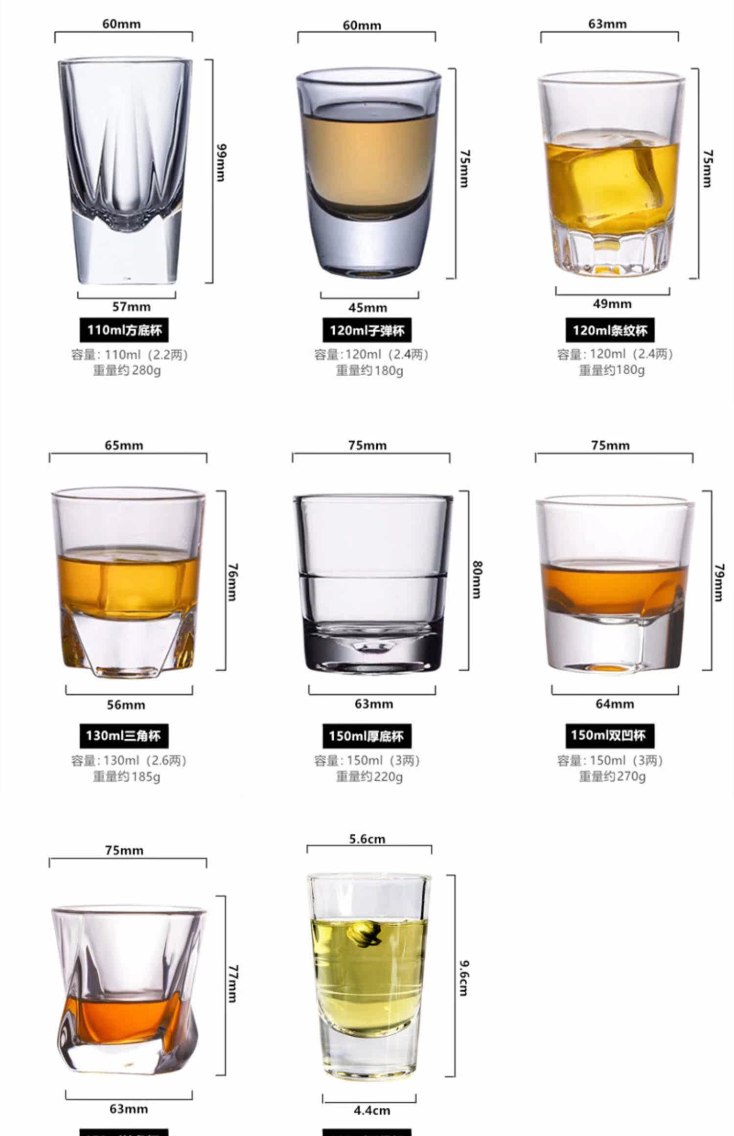 Ликер Cup 玻璃杯100ml酒杯白酒家用水晶玻璃二两杯2两白酒杯啤酒杯三两创意