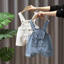 Baby boy summer strap denim strap shorts childrens 2020 new summer baby Korean version of foreign style childrens pants