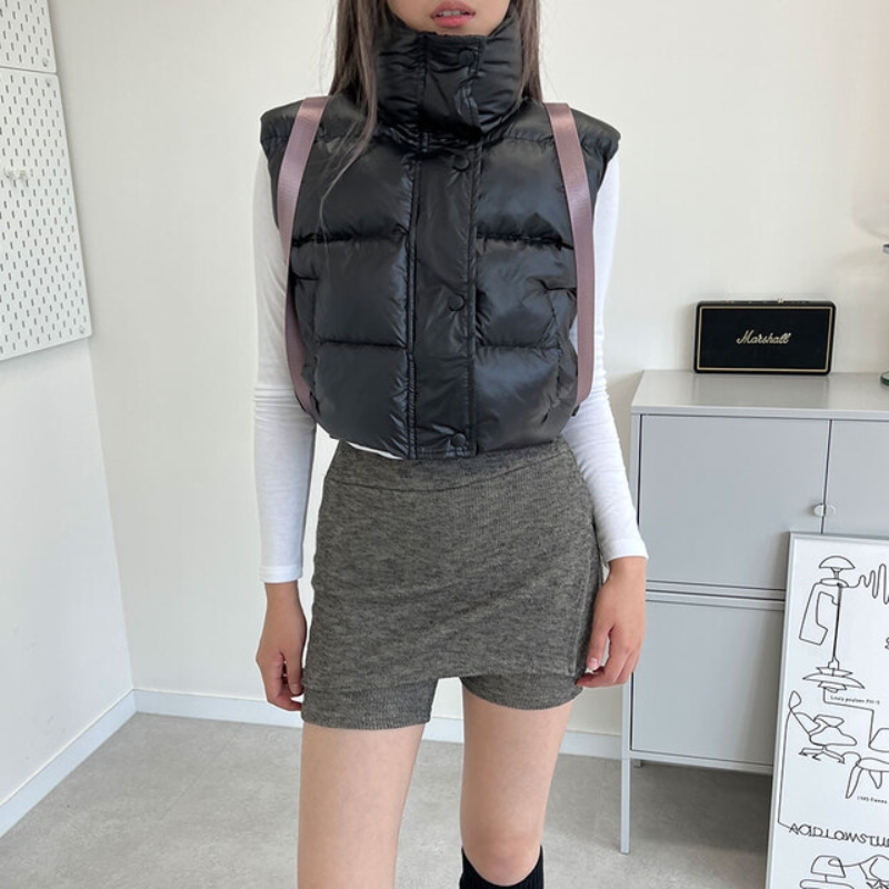Korean Style Short down Vest for Women 2025 Autumn and Winter New Warm and Fashionable High-Waisted Thickened Vest Puffer Jacket
