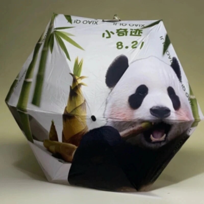 Little Miracle the Giant Panda Eats Bamboo Version Umbrella (Manual Version)