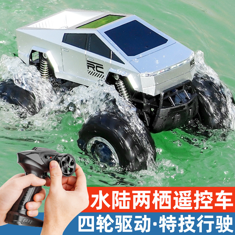 Tesla Amphibious Toy Car Kidsren's Remote Control Car Rc Four-Wheel Drive Stunt Off-Road Vehicle Boy's Birthday Gift