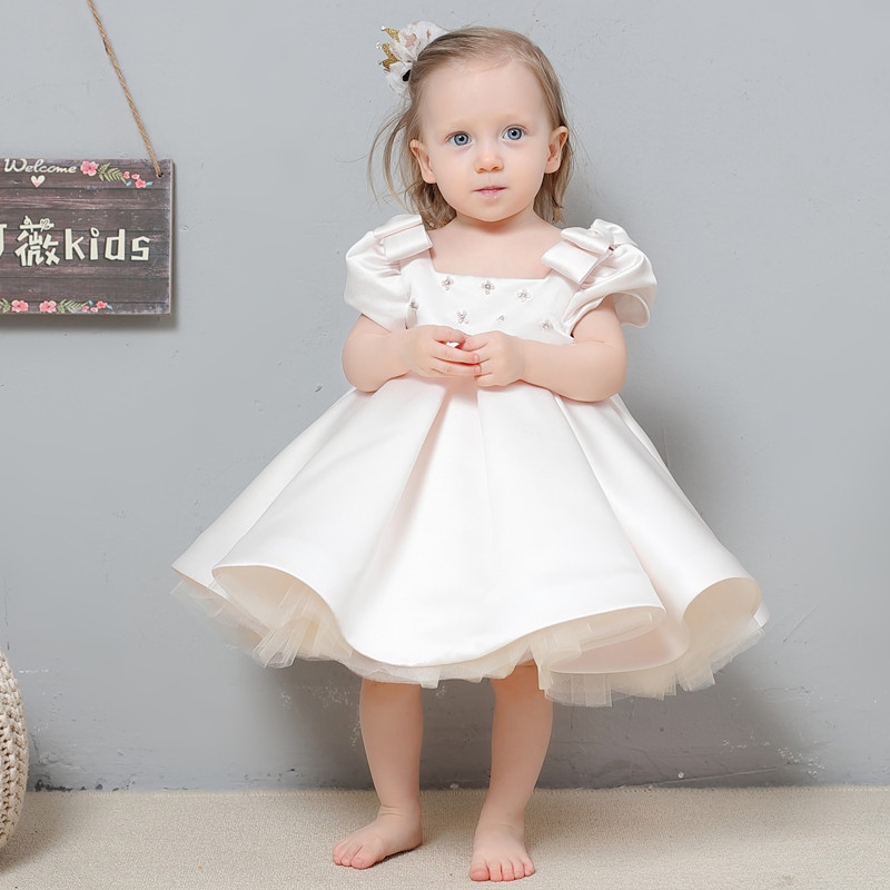 Baby girl's first birthday party dress baby fluffy yarn princess dress little flower girl dress 2020 new