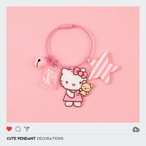 kitty Hello kitty key chain ring cute girl schoolbag pendant Cartoon Doll car key pendant ins chain