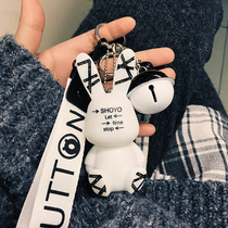 Car keychain ladies Korean cute creative personality rabbit key chain bag hanging decoration car key pendant
