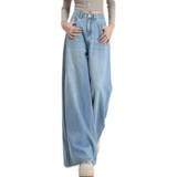 Осенние приталенные джинсы, штаны, свободный крой, высокая талия, для формы тела «груша»