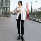 Демисезонные приталенные прямые свободные джинсы, флисовые эластичные штаны, коллекция 2023, высокая талия, по фигуре, подходит для подростков, оверсайз