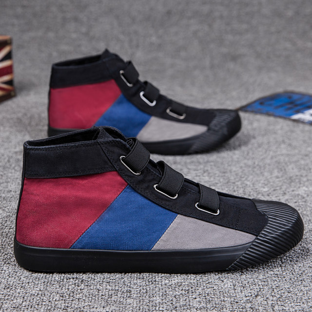 2023 Spring New Canvas Shoes Men's Korean Style Trendy Versatile Casual Shoes Plus Velvet Cotton Shoes Men's High Top Shoes