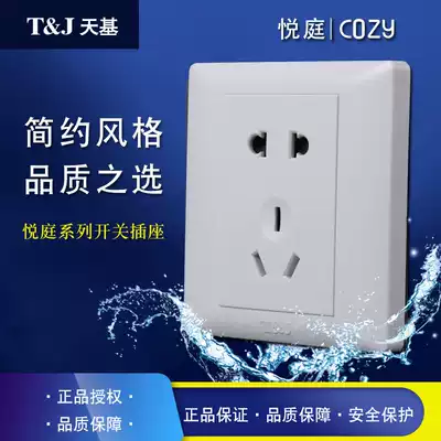 Shenzhen Tianji brand Yueting series 86 five-hole double-cut switch socket panel package discount White