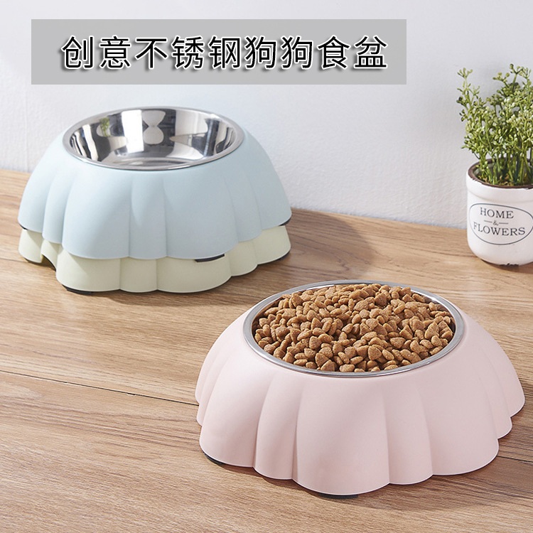 Small and medium dog bowl stainless steel dog dual-use food bowl dog supplies pet bowl dog food bowl single bowl dog bowl food bowl