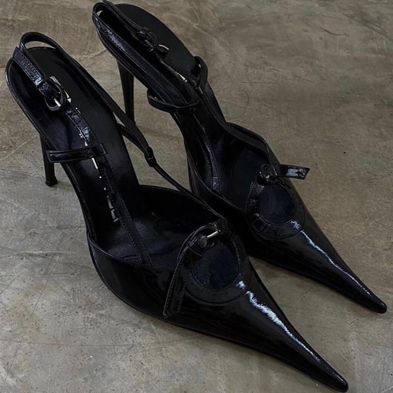 Lambskin version ~ Spicy pointed toe bow low-cut closed-toe sandals for women, 2026 new style, one-strap stiletto heels