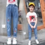 Quần jean bé gái Quần áo trẻ em phiên bản Hàn Quốc mùa thu 2018 mới giản dị cho bé trai xuân hè với quần dài rộng quần ống rộng trẻ em