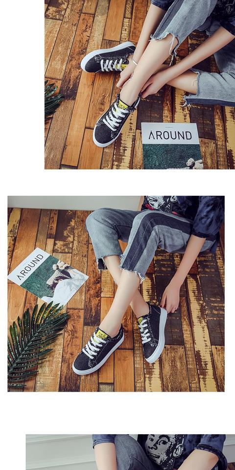 Giày trắng nhỏ nữ mùa hè 2018 mới cà vạt chụp đường phố giày vải hoang dã giày sinh viên phiên bản Hàn Quốc của giày nữ xấu xí dễ thương giày vnxk
