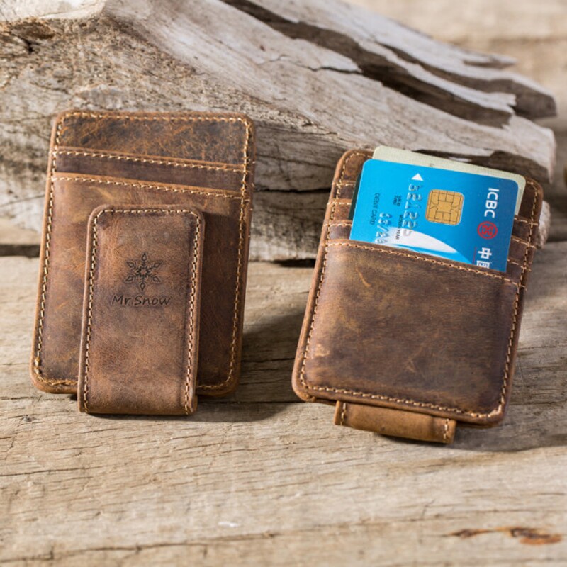 Ultra-thin small card holder men's business card holder female multi-card leather bus card holder mini leather credit card holder