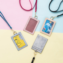 Leather work card card set of bull leather brand card work card hanging neck bus documents set door-to-door student meal card set