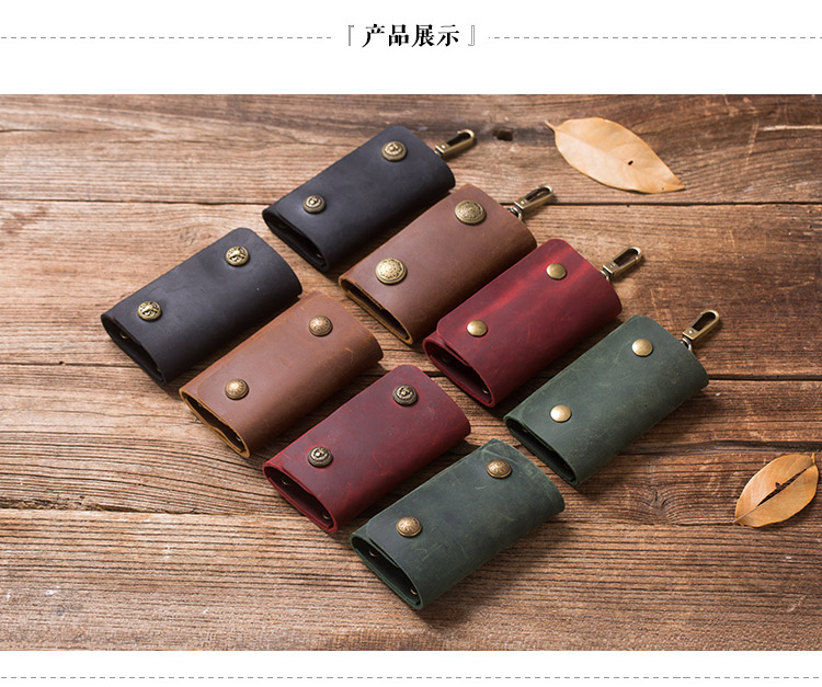 Tuyết nguyên handmade da túi chìa khóa nam công suất lớn nam túi xách nam da snap nút túi túi châu Âu và Mỹ ví đựng chìa khóa ô tô