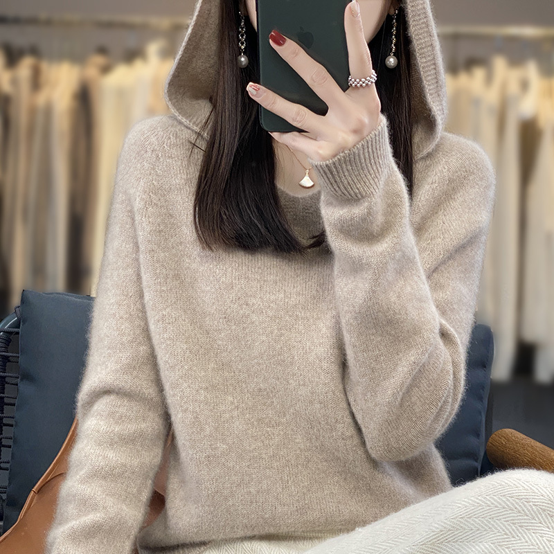 High-End Ready-To-Wear! Women's Wool Hoodie for Autumn and Winter, Loose-Fitting Hooded Knit Sweater, Stylish and Versatile Sweatshirt High-End Ready-To-Wear! Women's Wool Hoodie for Autumn and Winter, Loose-Fitting Hooded Knit Sweater, Stylish and Versatile Sweatshirt