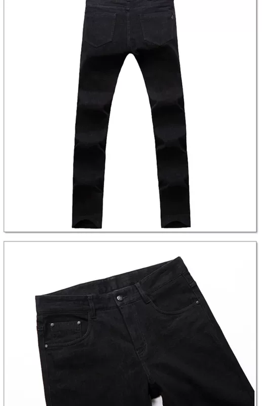 Mùa đông dày phiên bản Hàn Quốc của quần short nam Jacquard mỏng, quần dài màu đen co giãn Quần dài Anh hoang dã