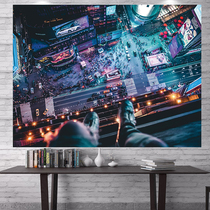 Night view city hanging cloth ins background cloth rental house transformation bedroom dormitory bedside tide brand personality simple tapestry