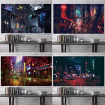  Cyberpunk night hanging cloth ins background cloth Room bedroom decoration Dormitory wall cloth Personality simple style tapestry