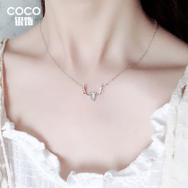 Sterling silver necklace Womens short clavicle chain Personality simple student forest necklace hypoallergenic birthday gift Best friend girl